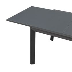 Extendable aluminum and glass table in anthracite, 200-300 x 100 x 75 cm | Orick
