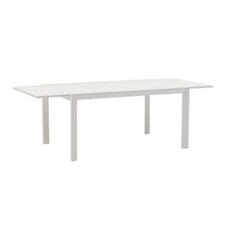 Uitschuifbare aluminium en glazen tafel in wit, 150-225 x 100 x 75 cm | Orik