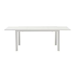 Uitschuifbare aluminium en glazen tafel in wit, 150-225 x 100 x 75 cm | Orik