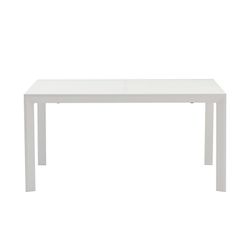Uitschuifbare aluminium en glazen tafel in wit, 150-225 x 100 x 75 cm | Orik