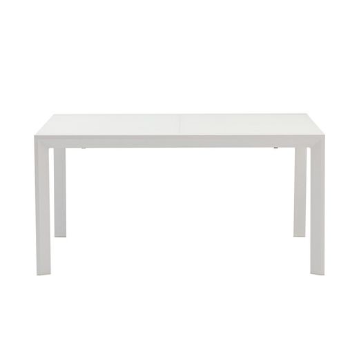 Uitschuifbare aluminium en glazen tafel in wit, 150-225 x 100 x 75 cm | Orik