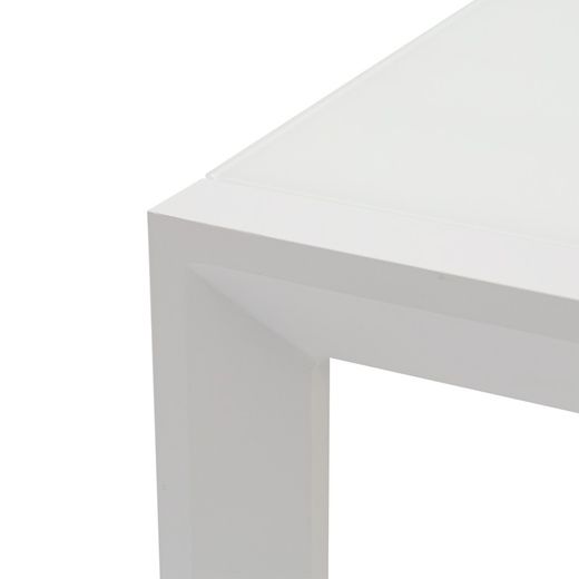 Uitschuifbare aluminium en glazen tafel in wit, 150-225 x 100 x 75 cm | Orik