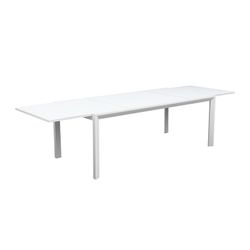 Tavolo allungabile in alluminio e vetro bianco, 200-300 x 100 x 75 cm | Orick