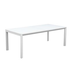 Tavolo allungabile in alluminio e vetro bianco, 200-300 x 100 x 75 cm | Orick