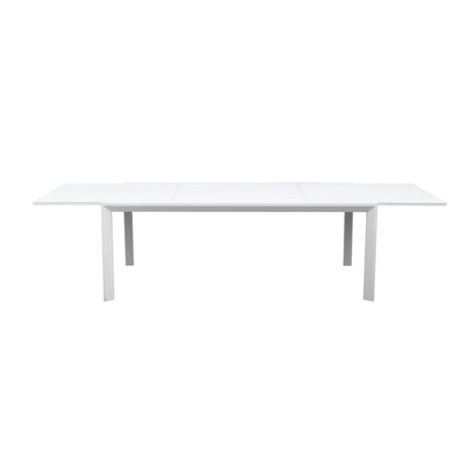 Dining set with extendable garden table in white aluminum | Orick