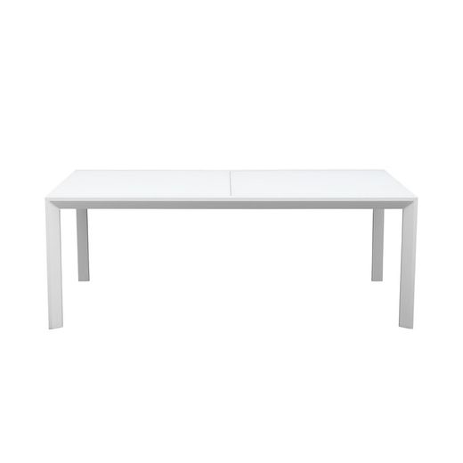 Dining set with extendable garden table in white aluminum | Orick