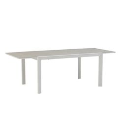 Utdragbart aluminium- och glasbord i vitt och grått, 150-225 x 100 x 75 cm | Orick