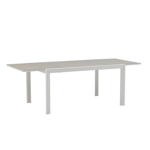 Utdragbart aluminium- och glasbord i vitt och grått, 150-225 x 100 x 75 cm | Orick