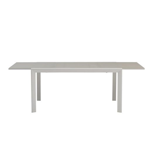 Utdragbart aluminium- och glasbord i vitt och grått, 150-225 x 100 x 75 cm | Orick