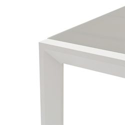 Utdragbart aluminium- och glasbord i vitt och grått, 150-225 x 100 x 75 cm | Orick