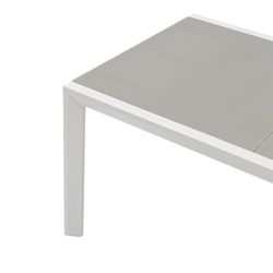 Utdragbart aluminium- och glasbord i vitt och grått, 150-225 x 100 x 75 cm | Orick
