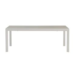 Utdragbart aluminium- och glasbord i vitt och grått, 200-300 x 100 x 75 cm | Orick