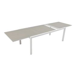 Utdragbart aluminium- och glasbord i vitt och grått, 200-300 x 100 x 75 cm | Orick