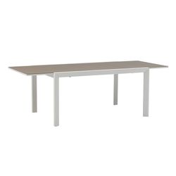 Tavolo allungabile in alluminio e vetro bianco e tortora, 150-225 x 100 x 75 cm | Orick