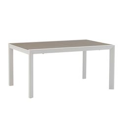 Tavolo allungabile in alluminio e vetro bianco e tortora, 150-225 x 100 x 75 cm | Orick
