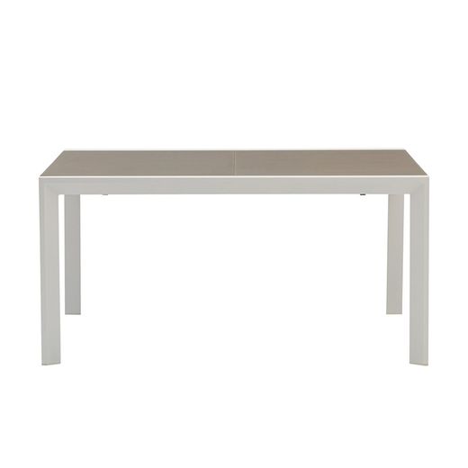 Garden dining set in white and taupe aluminum | Orick + Adin