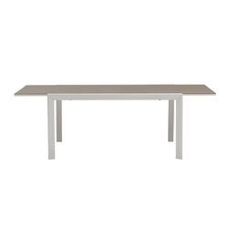 Tavolo allungabile in alluminio e vetro bianco e tortora, 150-225 x 100 x 75 cm | Orick