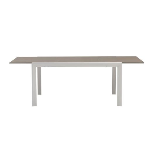 Garden dining set in white and taupe aluminum | Orick + Adin