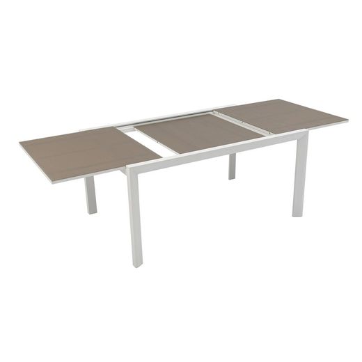 Garden dining set in white and taupe aluminum | Orick + Adin