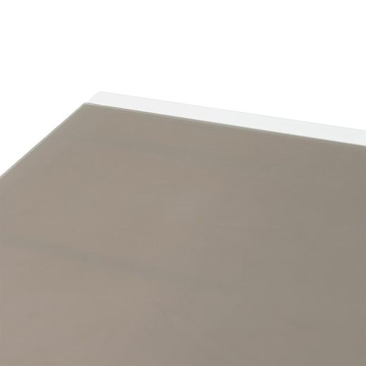 Uitschuifbare aluminium en glazen tafel in wit en taupe, 200-300 x 100 x 75 cm | Orik