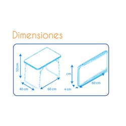Children's table made of wood and steel structure, 60x40x50 cm