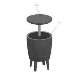 Gardiun Cosmopolitan Beige Resin Garden Refrigerator Table Capacity 37 L 48.5x48.5x57 / 82 cm 3 in 1 Function τραπεζάκι, ψυγείο και γκρι κάθισμα