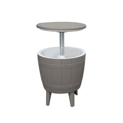 Gardiun Cosmopolitan Beige Resin Garden Refrigerator Table Capacity 37 L 48.5x48.5x57 / 82 cm 3 in 1 Function τραπεζάκι, ψυγείο και γκρι κάθισμα