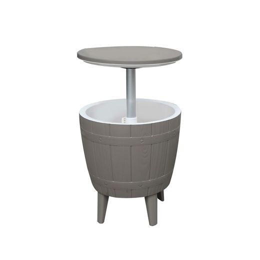 Gardiun Cosmopolitan Beige Resin Garden Refrigerator Table Capacity 37 L 48.5x48.5x57 / 82 cm 3 in 1 Function τραπεζάκι, ψυγείο και γκρι κάθισμα