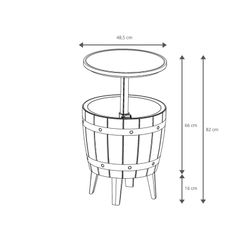 Gardiun Cosmopolitan Beige Resin Garden Refrigerator Table Capacity 37 L 48.5x48.5x57 / 82 cm 3 in 1 Function τραπεζάκι, ψυγείο και γκρι κάθισμα
