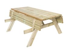 Mesa de Picnic con Bancos Abatibles de Madera Natural, 198x154x74 cm