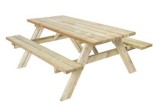Mesa de Picnic con Bancos Abatibles de Madera Natural, 198x154x74 cm
