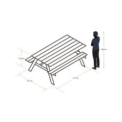 Solid Wood Picnic Table 28mm. Gardiun