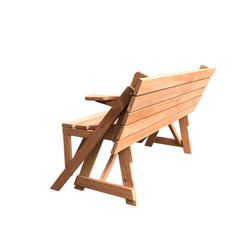 Mesa de Picnic/ Banco Summer Transformable de Madera Natural, 135x143x74,5 cm