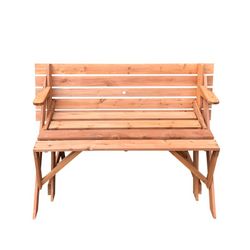 Mesa de Picnic/ Banco Summer Transformable de Madera Natural, 135x143x74,5 cm