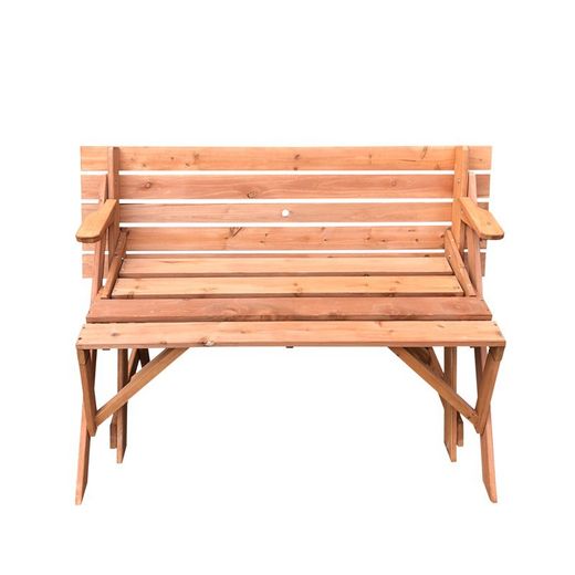 Mesa de Picnic/ Banco Summer Transformable de Madera Natural, 135x143x74,5 cm
