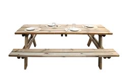 Mesa de Picnic Plus de Madera Natural, 200x148x70 cm
