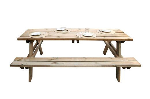 Mesa de Picnic Plus de Madera Natural, 200x148x70 cm