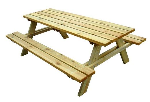 Mesa de Picnic Plus de Madera Natural, 200x148x70 cm