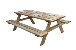 Mesa de Picnic Plus de Madera Natural, 200x148x70 cm