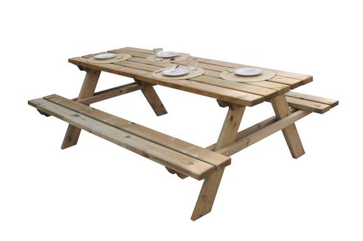 Mesa de Picnic Plus de Madera Natural, 200x148x70 cm