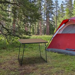 Folding table made of wood and steel frame, 82x58x66 cm