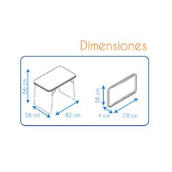 Folding table made of wood and steel frame, 82x58x66 cm