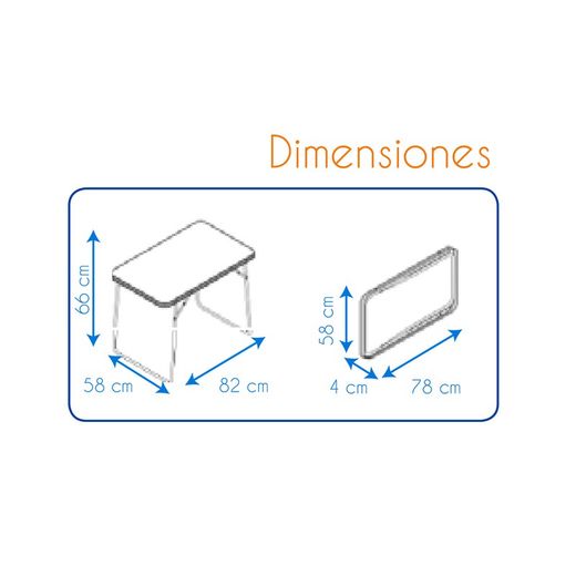 Folding table made of wood and steel frame, 82x58x66 cm