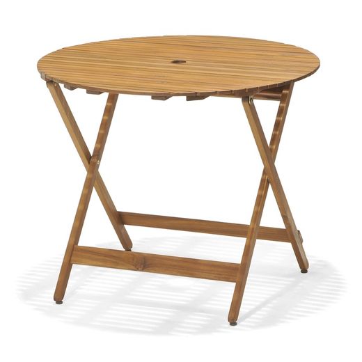 Mesa Comedor de Exterior Plegable Redonda de  Madera de Acacia, Ø90x75 cm