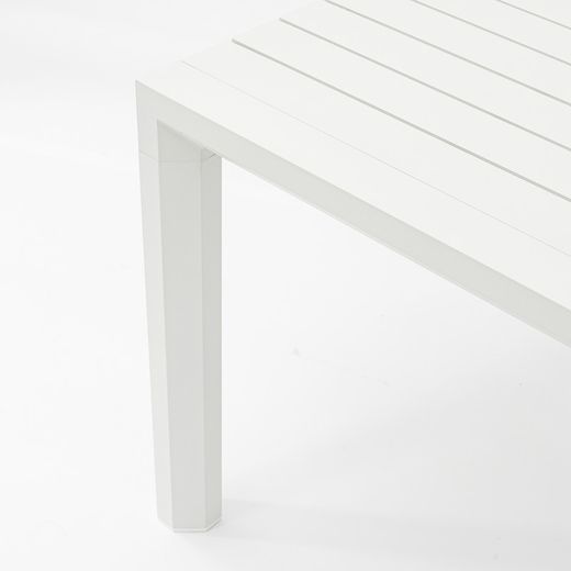 Rectangular aluminum table in white, 160 x 90.8 x 75.5 cm | Byron
