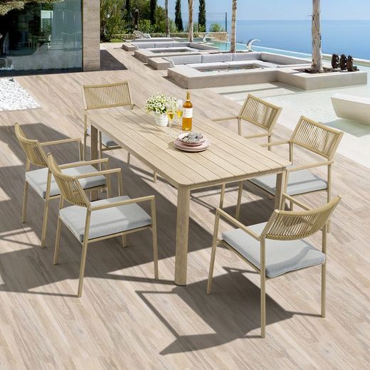 Rectangular aluminum table in natural, 160 x 88 x 75 cm | harmony