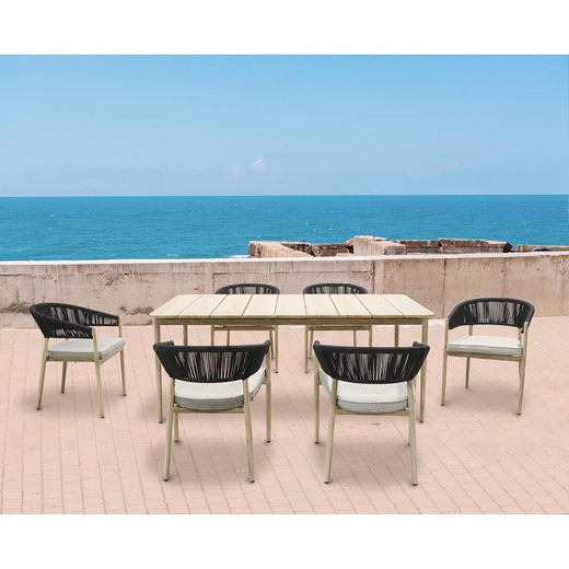 Garden dining set in natural aluminum | Sunset