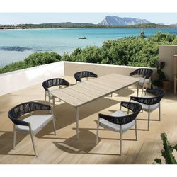 Garden dining set in natural aluminum | Sunset