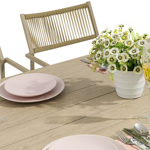 Conjunto de comedor de jardín en aluminio color natural | Harmony XL
