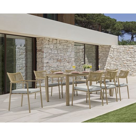 Conjunto de comedor de jardín en aluminio color natural | Harmony XL